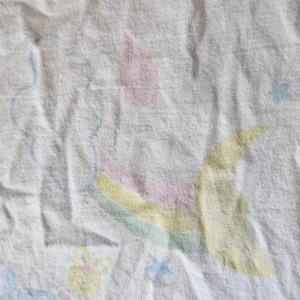 VTG 1980s Beacon pastel flannel baby receiving blanket soft print rainbow stars